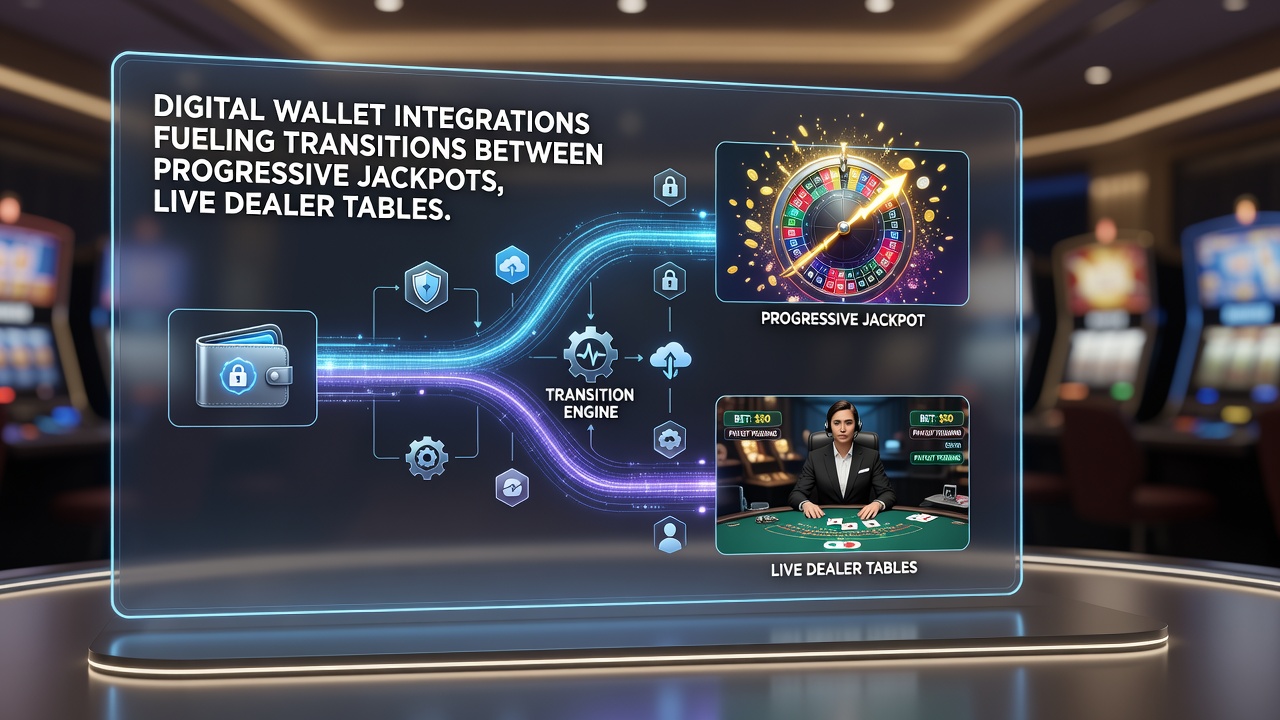 Übersicht zu Transaktionsflüssen zwischen progressiven Jackpots, Live-Dealer-Tischen und Sportwetten über digitale Wallets