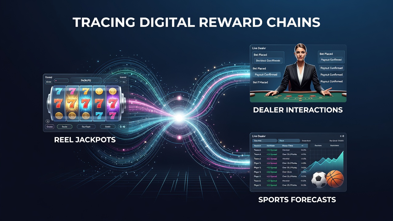 Illustration von Verbindungen zwischen Jackpots, Live-Dealer-Spielen und Sportwetten in portablen Ökosystemen
